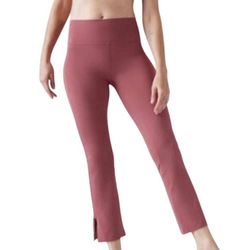 Athleta Transcend Stash Crop Straight Leg Berry Rose Women's Size Small NWT